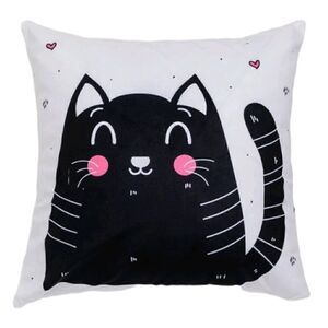 Black Kitty Cartoon Cat Design Pattern Zippered Accent Pillowcase